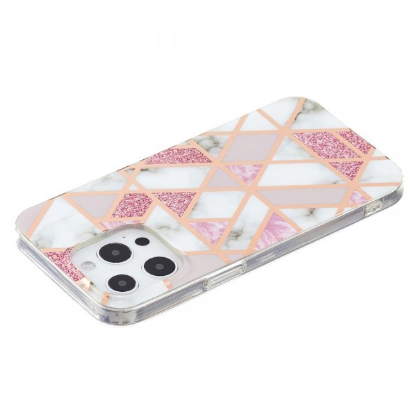 iPhone 15 Pro Max Kuori Marmorikuvio Ruusukulta Harmaa
