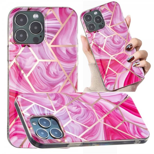 iPhone 15 Pro Max Kuori Marmorikuviointi Ruusu Punainen
