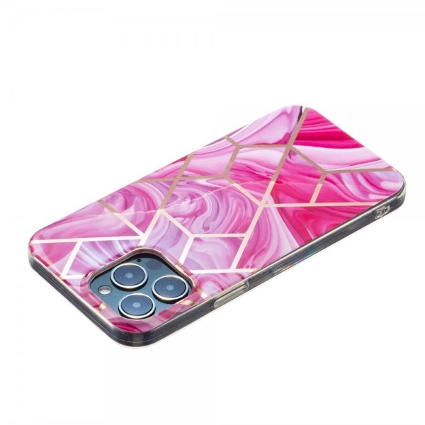 iPhone 15 Pro Max Kuori Marmorikuviointi Ruusu Punainen