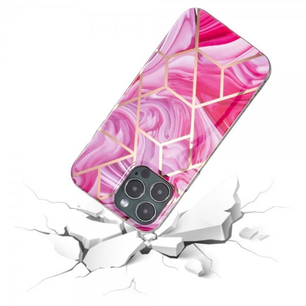 iPhone 15 Pro Max Kuori Marmorikuviointi Ruusu Punainen