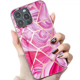 iPhone 15 Pro Max Kuori Marmorikuviointi Ruusu Punainen
