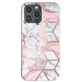 iPhone 15 Pro Max Kuori Marmorikuvio Valkoinen Vaaleanpunainen