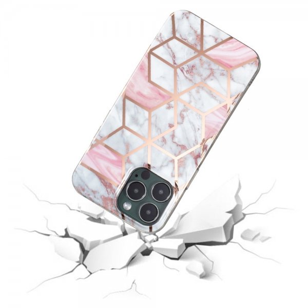 iPhone 15 Pro Max Kuori Marmorikuvio Valkoinen Vaaleanpunainen