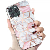 iPhone 15 Pro Max Kuori Marmorikuvio Valkoinen Vaaleanpunainen