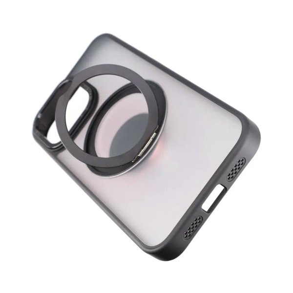 Rvelon iPhone 15 Pro Max Kuori Käännettävä MagSafe-jalusta Mattamusta