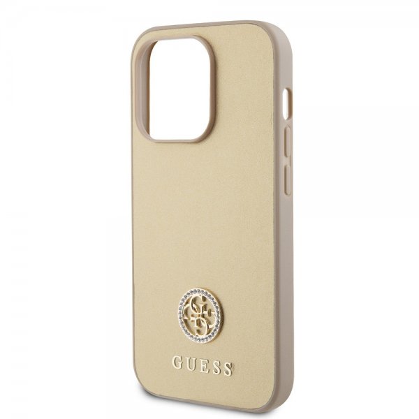 Guess iPhone 15 Pro Max Kuori Metal Logo Strass Kulta