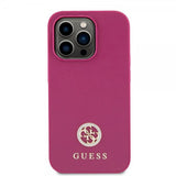 Guess iPhone 15 Pro Max Kuori Metallilogo Strassi Metallinpinkki
