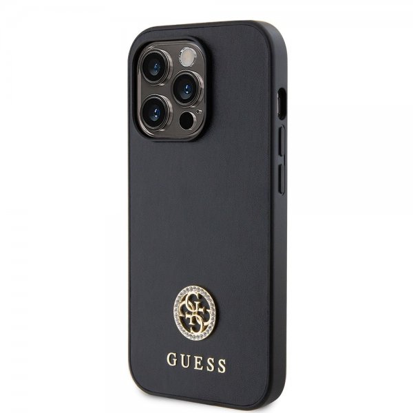 Guess iPhone 15 Pro Max Kuori Metal Logo Strass Musta