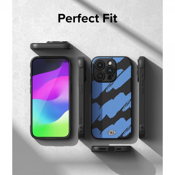 Ringke iPhone 15 Pro Max Kuori Onyx Design Blue Brush