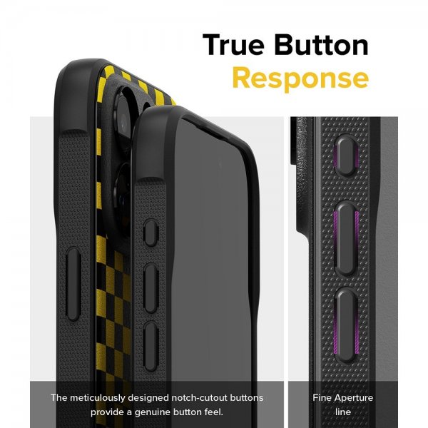 Ringke iPhone 15 Pro Max -suojakuori, Onyx Design, Checkerboard Yellow