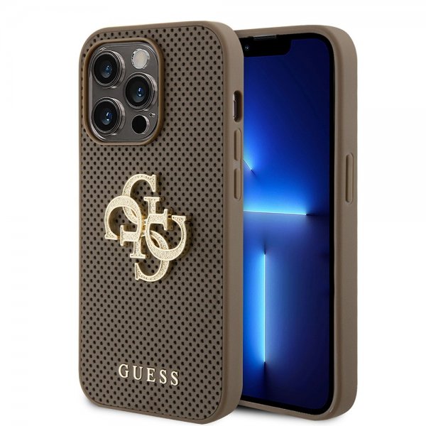 Guess iPhone 15 Pro Max Kuori Perforated Glitter Ruskea