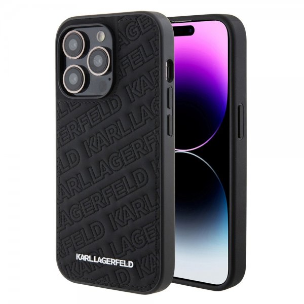Karl Lagerfeld iPhone 15 Pro Max Kuori Quilted K Pattern Musta
