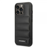 Karl Lagerfeld iPhone 15 Pro Max Suojakuori Quilted Nylon Puffy Case Logo Plate Musta