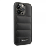Karl Lagerfeld iPhone 15 Pro Max Suojakuori Quilted Nylon Puffy Case Logo Plate Musta