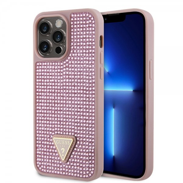 Guess iPhone 15 Pro Max Suojakuori Rhinestone Ruusukulta