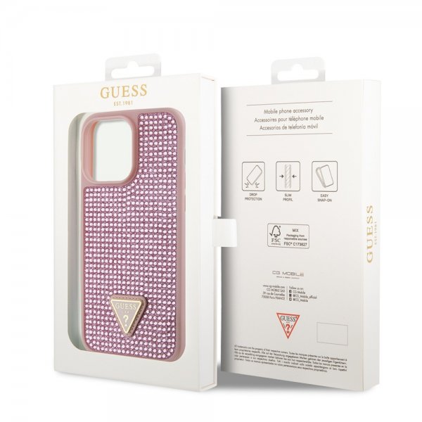 Guess iPhone 15 Pro Max Suojakuori Rhinestone Ruusukulta
