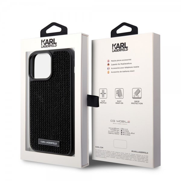 Karl Lagerfeld iPhone 15 Pro Max Kuori Rhinestone Musta