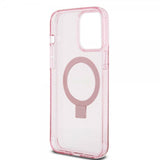 Guess iPhone 15 Pro Max Kuori Sormustandardilla Glitter MagSafe Roosa