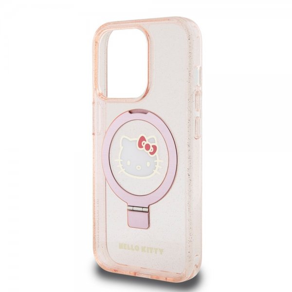 Hello Kitty iPhone 15 Pro Max Kuori Sormusteline MagSafe Pinkki