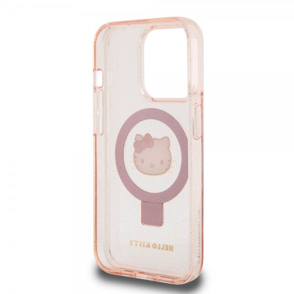Hello Kitty iPhone 15 Pro Max Kuori Sormusteline MagSafe Pinkki