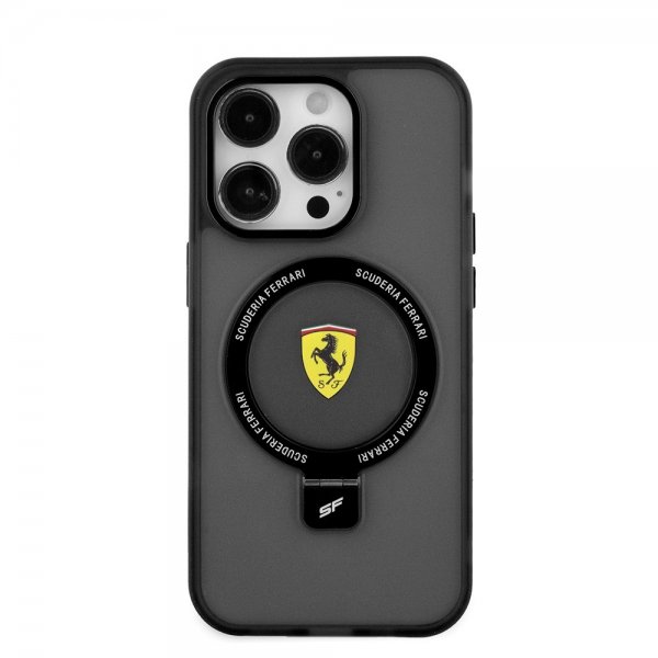Ferrari iPhone 15 Pro Max Kuori Sormusteline MagSafe Musta
