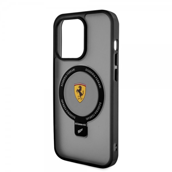 Ferrari iPhone 15 Pro Max Kuori Sormusteline MagSafe Musta