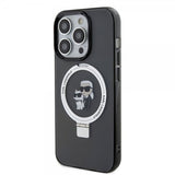 Karl Lagerfeld iPhone 15 Pro Max Kuori Sormusteline MagSafe Musta