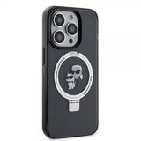 Karl Lagerfeld iPhone 15 Pro Max Kuori Sormusteline MagSafe Musta