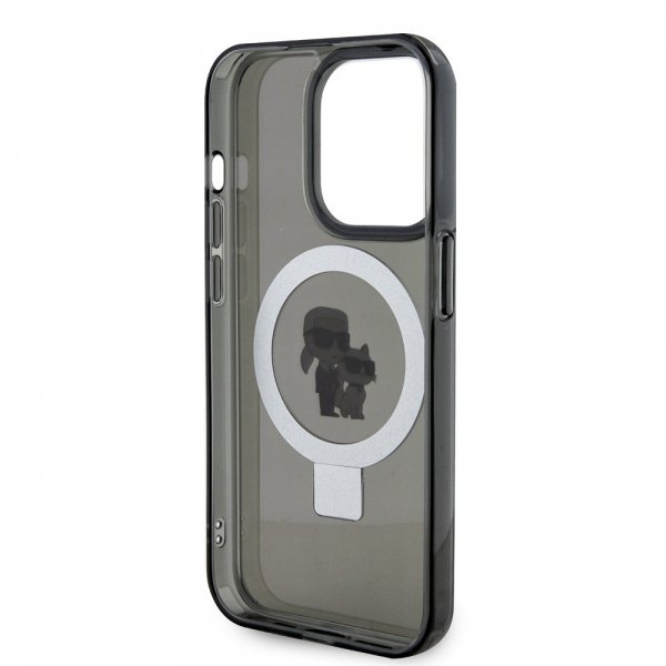 Karl Lagerfeld iPhone 15 Pro Max Kuori Sormusteline MagSafe Musta