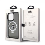 Karl Lagerfeld iPhone 15 Pro Max Kuori Sormusteline MagSafe Musta