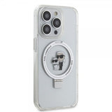 Karl Lagerfeld iPhone 15 Pro Max Suojakuori Sormusteline MagSafe Valkoinen