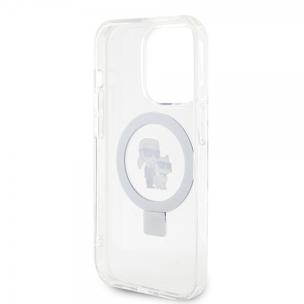 Karl Lagerfeld iPhone 15 Pro Max Suojakuori Sormusteline MagSafe Valkoinen