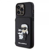 Karl Lagerfeld iPhone 15 Pro Max Suojakuori Saffiano Korttipaikat & Teline Musta