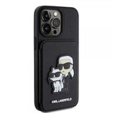 Karl Lagerfeld iPhone 15 Pro Max Suojakuori Saffiano Korttipaikat & Teline Musta