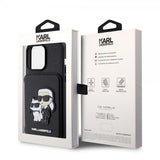 Karl Lagerfeld iPhone 15 Pro Max Suojakuori Saffiano Korttipaikat & Teline Musta