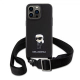 Karl Lagerfeld iPhone 15 Pro Max Suojakuori Saffiano Crossbody Musta