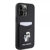 Karl Lagerfeld iPhone 15 Pro Max Saffiano Double Cardslot Musta
