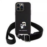 Karl Lagerfeld iPhone 15 Pro Max Saffiano Karl & Choupette Crossbody -suojakuori, musta