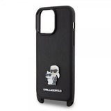 Karl Lagerfeld iPhone 15 Pro Max Saffiano Karl & Choupette Crossbody -suojakuori, musta
