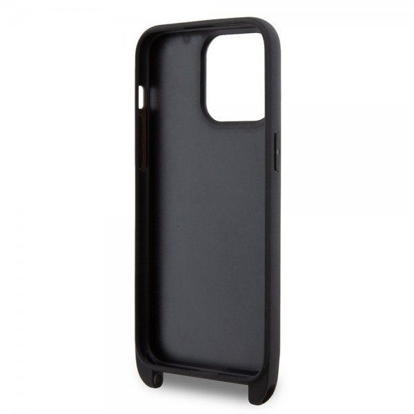 Karl Lagerfeld iPhone 15 Pro Max Saffiano Karl & Choupette Crossbody -suojakuori, musta