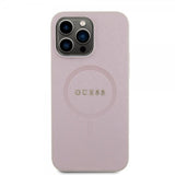 Guess iPhone 15 Pro Max Saffiano MagSafe -kuori, vaaleanpunainen