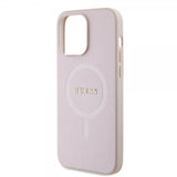 Guess iPhone 15 Pro Max Saffiano MagSafe -kuori, vaaleanpunainen