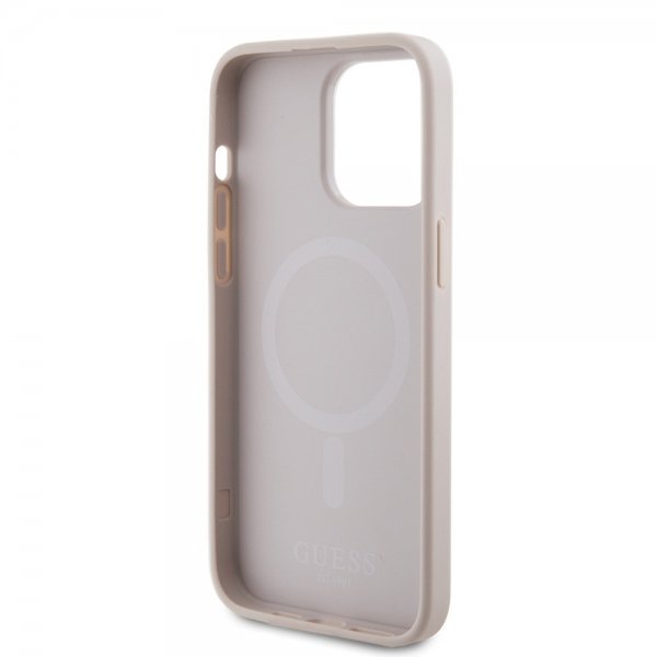 Guess iPhone 15 Pro Max Saffiano MagSafe -kuori, vaaleanpunainen