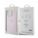 Guess iPhone 15 Pro Max Saffiano MagSafe -kuori, vaaleanpunainen