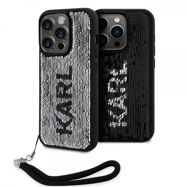Karl Lagerfeld iPhone 15 Pro Max Kuori Sequin Musta