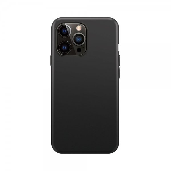 Xqisit iPhone 15 Pro Max -silikonikuori MagSafella, musta
