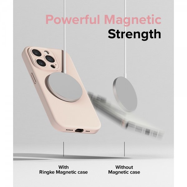 Ringke iPhone 15 Pro Max Kuori Silicone Magnetic Pink Sand