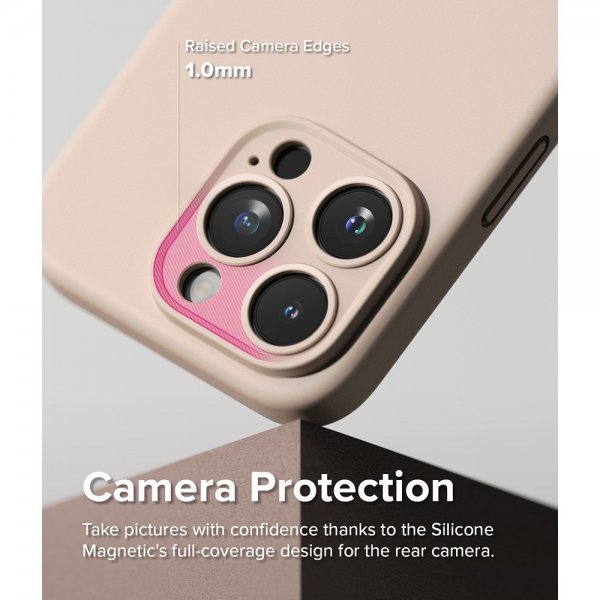 Ringke iPhone 15 Pro Max Kuori Silicone Magnetic Pink Sand