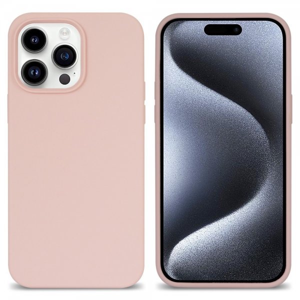 iPhone 15 Pro Max Kuori Silikoni Vaaleanpunainen