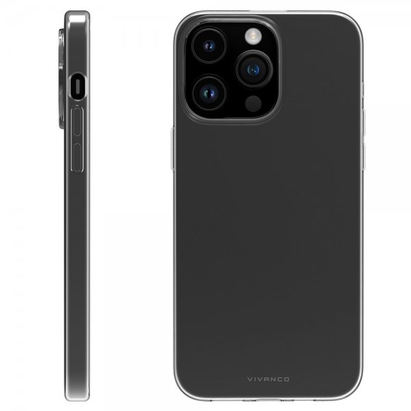 Vivanco iPhone 15 Pro Max -suojakuori, ohut TPU, läpinäkyvä